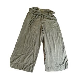 Anthropologie Olive Wide Leg Luxe Lyocell Cotton Pants Belted Size 14R